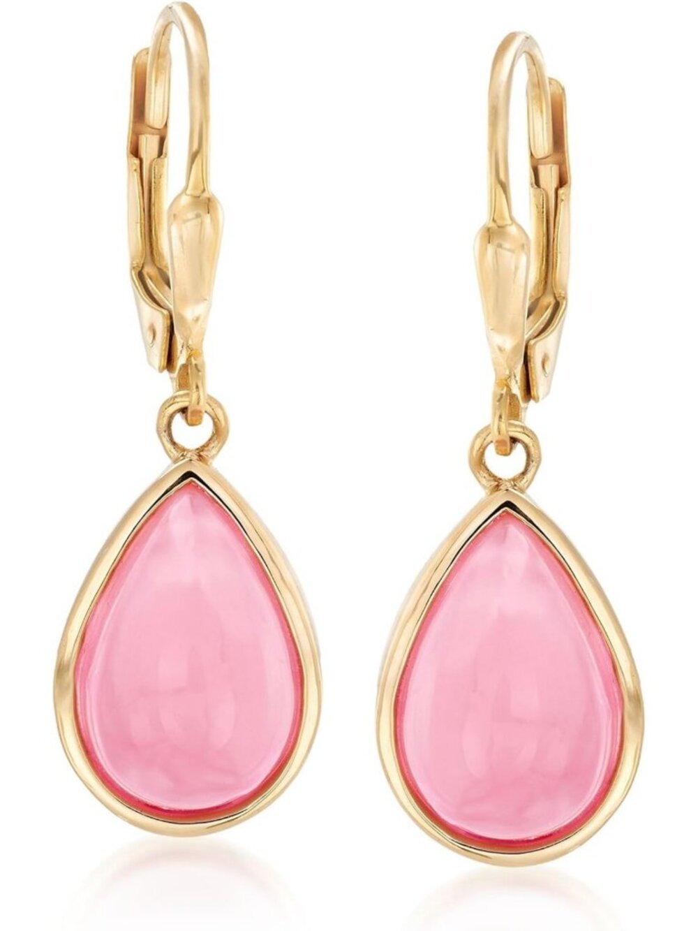 Elegant Pink Opal Teardrop Earrings in 18kt Gold Over Sterling Silver